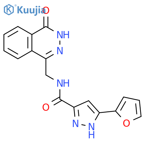 3-(furan-2-yl)-N-[(4-oxo-3,4-dihydrophthalazin-1-yl)methyl]-1H-pyrazole-5-carboxamide structure