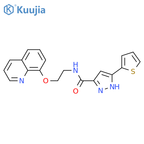 N-2-(quinolin-8-yloxy)ethyl-3-(thiophen-2-yl)-1H-pyrazole-5-carboxamide structure