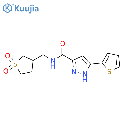 N-(1,1-dioxo-1lambda6-thiolan-3-yl)methyl-3-(thiophen-2-yl)-1H-pyrazole-5-carboxamide structure