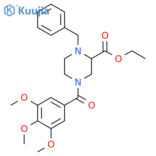 2-Piperazinecarboxylic acid,1-(phenylmethyl)-4-(3,4,5-trimethoxybenzoyl)-, ethyl ester structure