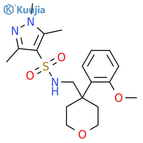 N-{4-(2-methoxyphenyl)oxan-4-ylmethyl}-1,3,5-trimethyl-1H-pyrazole-4-sulfonamide structure
