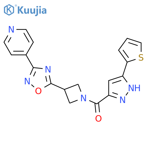 4-(5-{1-3-(thiophen-2-yl)-1H-pyrazole-5-carbonylazetidin-3-yl}-1,2,4-oxadiazol-3-yl)pyridine structure