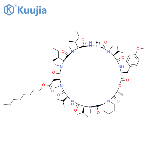 L-Tyrosine,N-[N-[N-[N-[N-[N-[N-[N-[[1-(2-hydroxy-1-oxopropyl)-2-piperidinyl]carbonyl]-N-methyl-L-valyl]-L-valyl]-N-methyl-L-a-aspartyl]-N-methyl-L-isoleucyl]-N-methyl-L-isoleucyl]glycyl]-N-methyl-L-valyl]-O-methyl-,4-octyl ester, d1-lactone,[R-(R*,S*)]- (9CI) structure