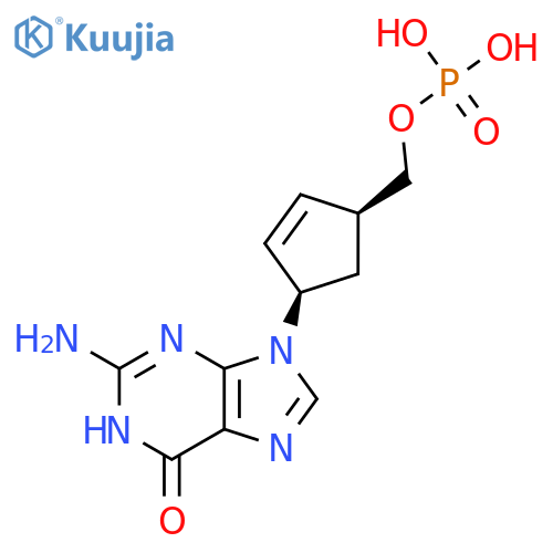 2-Amino-1,9-dihydro-9-(1R,4S)-4-(phosphonooxy)methyl-2-cyclopenten-1-yl-6H-purin-6-one structure