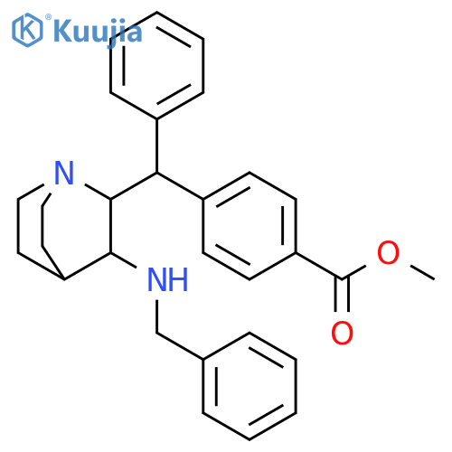 Benzoic acid,4-[phenyl[3-[(phenylmethyl)amino]-1-azabicyclo[2.2.2]oct-2-yl]methyl]-,methyl ester structure