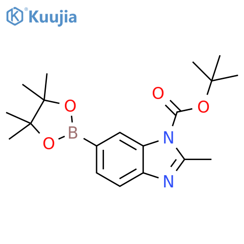 1,1-dimethylethyl 2-methyl-6-(4,4,5,5-tetramethyl-1,3,2-dioxaborolan-2-yl)-1H-benzimidazole-1-carboxylate structure