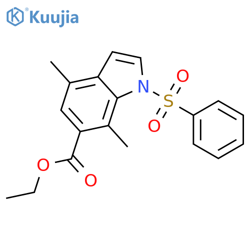 1H-Indole-6-carboxylic acid, 4,7-dimethyl-1-(phenylsulfonyl)-, ethyl ester structure