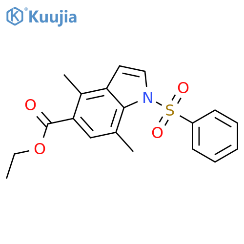 1H-Indole-5-carboxylic acid, 4,7-dimethyl-1-(phenylsulfonyl)-, ethyl ester structure