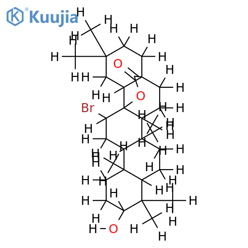 12alpha-Brom-3beta,13-dihydroxy-oleanan-28-saeure-13-lacton structure