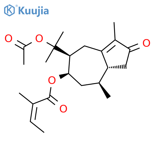 2-Butenoic acid,2-methyl-,(5S,6R,8S,8aR)-5-[1-(acetyloxy)-1-methylethyl]-1,2,4,5,6,7,8,8a-octahydro-3,8-dimethyl-2-oxo-6-azulenylester, (2Z)- structure