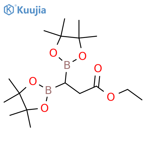 Ethyl 3,3-bis(tetramethyl-1,3,2-dioxaborolan-2-yl)propanoate structure