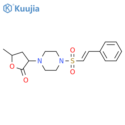 5-Methyl-3-[4-(2-phenylethenesulfonyl)piperazin-1-yl]oxolan-2-one structure