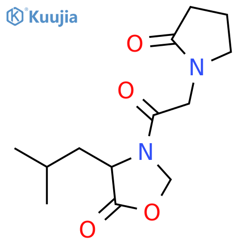 5-Oxazolidinone, 4-(2-methylpropyl)-3-[(2-oxo-1-pyrrolidinyl)acetyl]-, (±)- structure