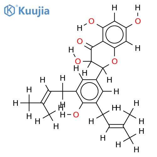 (2R,3R)-3,5,7-Trihydroxy-2-[4-hydroxy-3,5-bis(3-methyl-2-buten-1-yl)phenyl]-2,3-dihydro-4H-chromen-4-one structure
