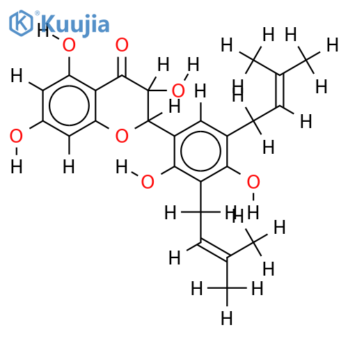 (2R,3R)-2-[2,4-Dihydroxy-3,5-bis(3-methyl-2-buten-1-yl)phenyl]-3,5,7-trihydroxy-2,3-dihydro-4H-chromen-4-one structure