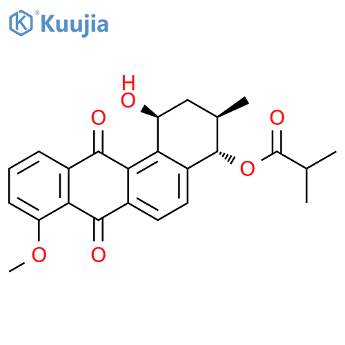 Propanoic acid,2-methyl-,(1S,3R,4S)-1,2,3,4,7,12-hexahydro-1-hydroxy-8-methoxy-3-methyl-7,12-dioxobenz[a]anthracen-4-ylester structure