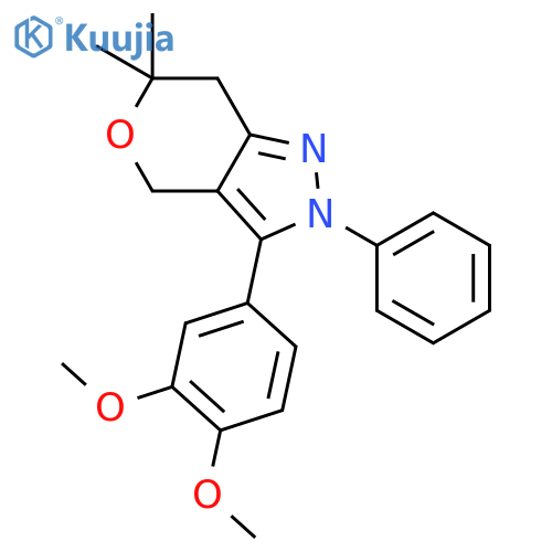 Pyrano[4,3-c]pyrazole,3-(3,4-dimethoxyphenyl)-2,4,6,7-tetrahydro-6,6-dimethyl-2-phenyl- structure
