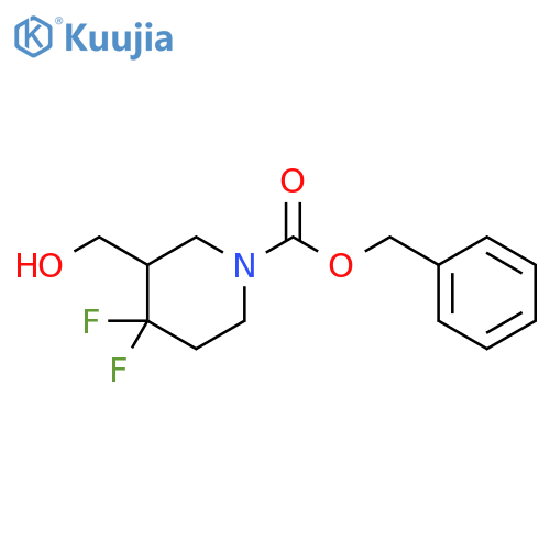 1-Piperidinecarboxylic acid, 4,4-difluoro-3-(hydroxymethyl)-, phenylmethyl ester structure