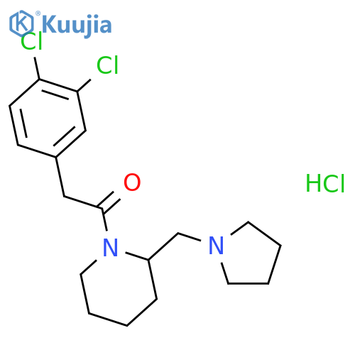 2-(3,4-Dichlorophenyl)-1-(2-(pyrrolidin-1-ylmethyl)piperidin-1-yl)ethanone hydrochloride structure