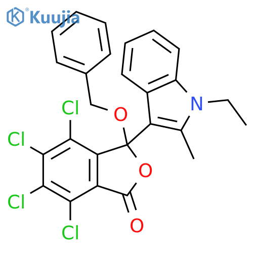 1(3H)-Isobenzofuranone,4,5,6,7-tetrachloro-3-(1-ethyl-2-methyl-1H-indol-3-yl)-3-(phenylmethoxy)- structure