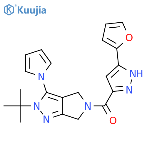 5-2-tert-butyl-3-(1H-pyrrol-1-yl)-2H,4H,5H,6H-pyrrolo3,4-cpyrazole-5-carbonyl-3-(furan-2-yl)-1H-pyrazole structure