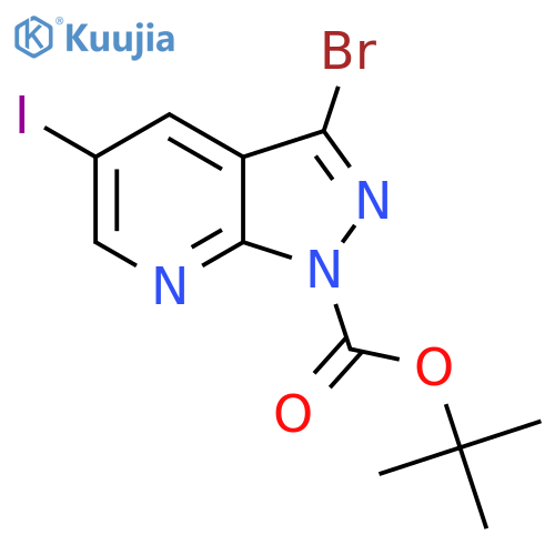 tert-Butyl 3-bromo-5-iodo-1H-pyrazolo3,4-bpyridine-1-carboxylate structure