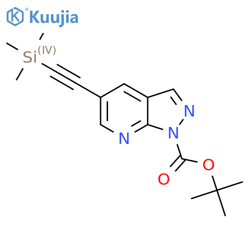 tert-Butyl 5-((trimethylsilyl)ethynyl)-1H-pyrazolo3,4-bpyridine-1-carboxylate structure