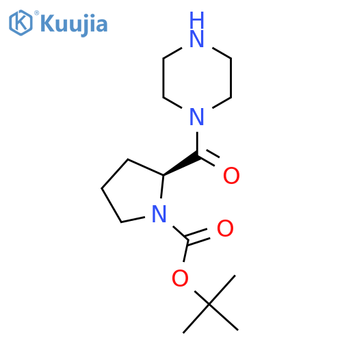 tert-butyl (2S)-2-(piperazine-1-carbonyl)pyrrolidine-1-carboxylate structure