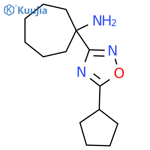 1-(5-Cyclopentyl-1,2,4-oxadiazol-3-yl)cycloheptan-1-amine structure