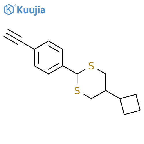 1,3-Dithiane, 5-cyclobutyl-2-(4-ethynylphenyl)-, trans- structure