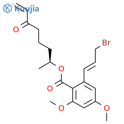 (2S)-6-Oxooct-7-en-2-yl 2,4-dimethoxy-6-[3-bromoprop-1-(E)-enyl]benzoate structure