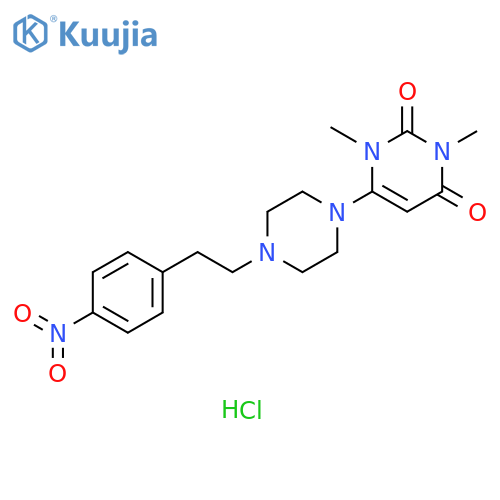 2,4(1H,3H)-Pyrimidinedione, 1,3-dimethyl-6-[4-[2-(4-nitrophenyl)ethyl]-1-piperazinyl]-, hydrochloride (1:1) structure