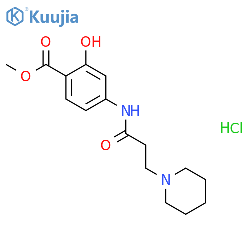 Benzoic acid,2-hydroxy-4-[[1-oxo-3-(1-piperidinyl)propyl]amino]-, methyl ester,hydrochloride (1:1) structure
