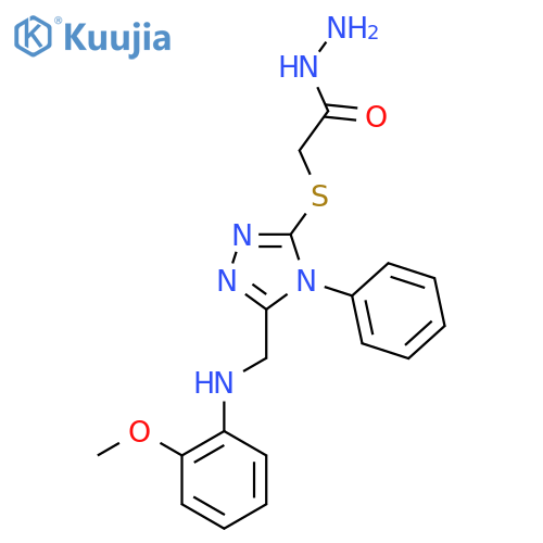 2-(5-{(2-Methoxyphenyl)aminomethyl}-4-phenyl-4H-1,2,4-triazol-3-yl)thioacetohydrazide structure
