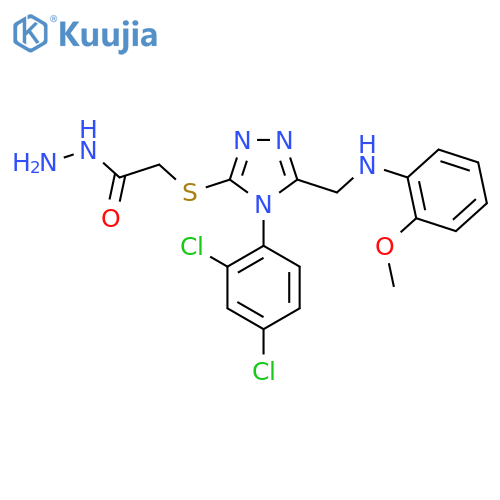 2-[[4-(2,4-Dichlorophenyl)-5-[(2-methoxyanilino)methyl]-1,2,4-triazol-3-yl]sulfanyl]acetohydrazide structure