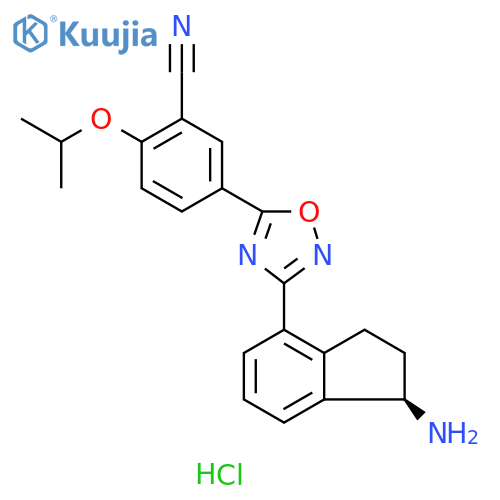 5-[3-[(1R)-1-Amino-2,3-dihydro-1H-inden-4-yl]-1,2,4-oxadiazol-5-yl]-2-(1-methylethoxy)benzonitrile hydrochloride (1:1) structure
