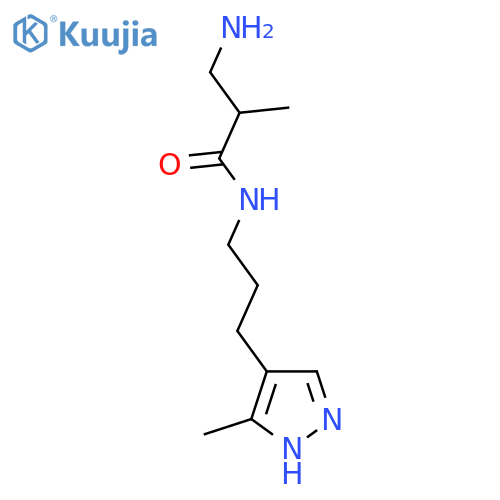 3-amino-2-methyl-N-3-(3-methyl-1H-pyrazol-4-yl)propylpropanamide structure
