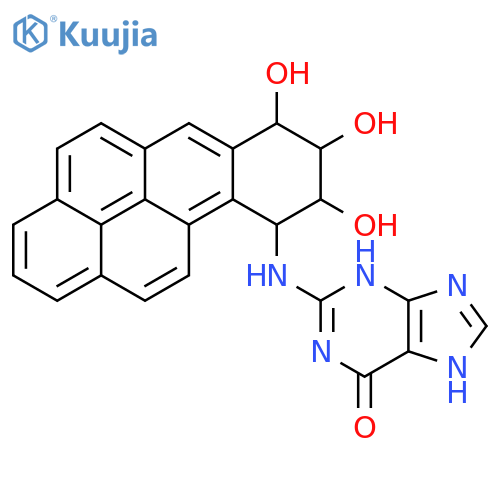 2-{[(7R,8S,9R,10R)-7,8,9-trihydroxy-7,8,9,10-tetrahydrobenzo[pqr]tetraphen-10-yl]amino}-3,7-dihydro-6H-purin-6-one structure