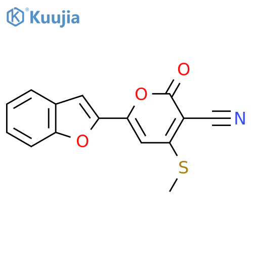6-BenZofuran-2-yl-4-methylsulfanyl-2-oxo-2H-pyran-3-carbonitrile structure