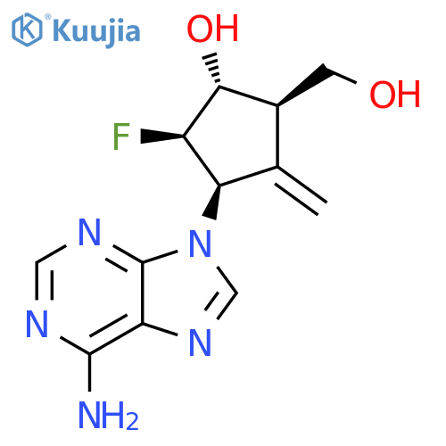 (1R,2R,3R,5R)-3-(6-aminopurin-9-yl)-2-fluoro-5-(hydroxymethyl)-4-methylene-cyclopentanol structure