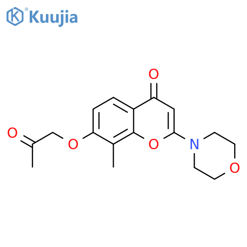4H-1-Benzopyran-4-one, 8-methyl-2-(4-morpholinyl)-7-(2-oxopropoxy)- structure