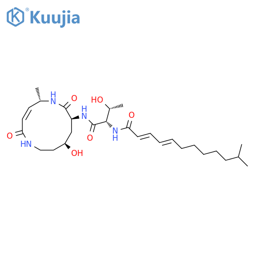 2,4-Dodecadienamide,N-[(1S,2R)-2-hydroxy-1-[[[(3E,5S,8S,10S)-10-hydroxy-5-methyl-2,7-dioxo-1,6-diazacyclododec-3-en-8-yl]amino]carbonyl]propyl]-11-methyl-,(2E,4E)- (9CI) structure