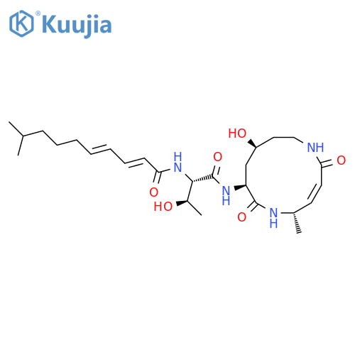 2,4-Decadienamide,N-[(1S,2R)-2-hydroxy-1-[[[(3E,5S,8S,10S)-10-hydroxy-5-methyl-2,7-dioxo-1,6-diazacyclododec-3-en-8-yl]amino]carbonyl]propyl]-9-methyl-,(2E,4E)- (9CI) structure