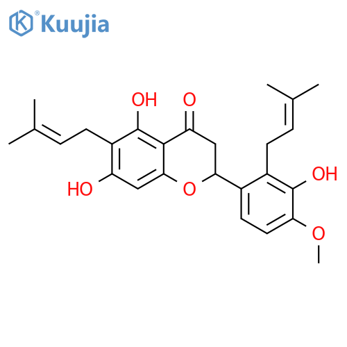 4H-1-Benzopyran-4-one,2,3-dihydro-5,7-dihydroxy-2-[3-hydroxy-4-methoxy-2-(3-methyl-2-buten-1-yl)phenyl]-6-(3-methyl-2-buten-1-yl)- structure