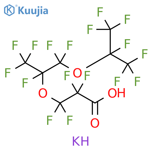 Propanoic acid, 3-[1-[difluoro[1,2,2,2-tetrafluoro-1-(trifluoromethyl)ethoxy]methyl]-1,2,2,2-tetrafluoroethoxy]-2,2,3,3-tetrafluoro-, potassium salt (1:1) structure