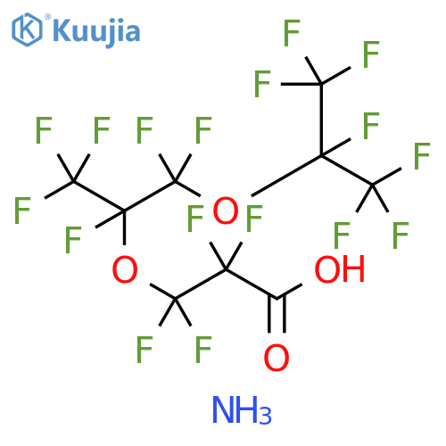 Propanoic acid, 3-[1-[difluoro[1,2,2,2-tetrafluoro-1-(trifluoromethyl)ethoxy]methyl]-1,2,2,2-tetrafluoroethoxy]-2,2,3,3-tetrafluoro-, ammonium salt (1:1) structure