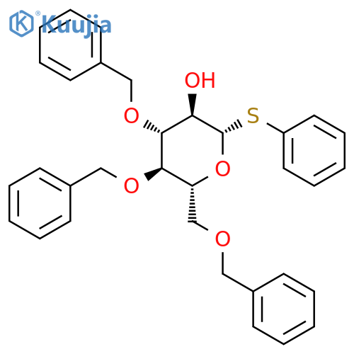 phenyl 3,4,6-tris-O-(phenylmethyl)-1-thio-b-D-glucopyranoside structure