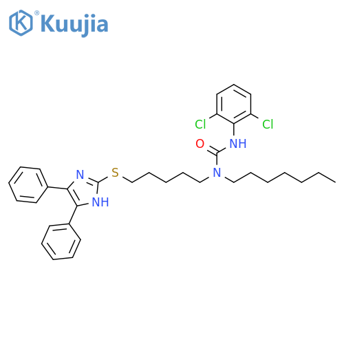 Urea,N'-(2,6-dichlorophenyl)-N-[5-[(4,5-diphenyl-1H-imidazol-2-yl)thio]pentyl]-N-heptyl- structure