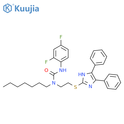 Urea,N'-(2,4-difluorophenyl)-N-[2-[(4,5-diphenyl-1H-imidazol-2-yl)thio]ethyl]-N-heptyl- structure