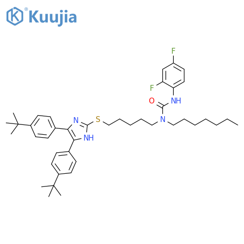 Urea,N-[5-[[4,5-bis[4-(1,1-dimethylethyl)phenyl]-1H-imidazol-2-yl]thio]pentyl]-N'-(2,4-difluorophenyl)-N-heptyl- structure